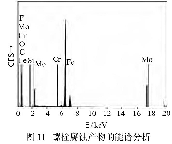 圖1 1螺栓腐蝕產(chǎn)物的能譜分析