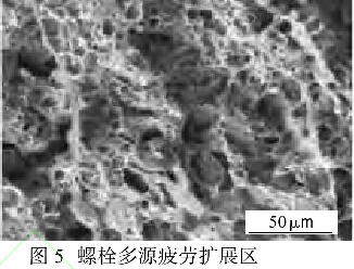 圖5螺栓多源疲勞擴展區(qū)